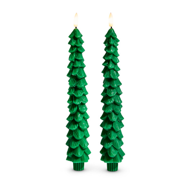 Raz 10.5" Green Tree Taper Candle Set 4432921 -2