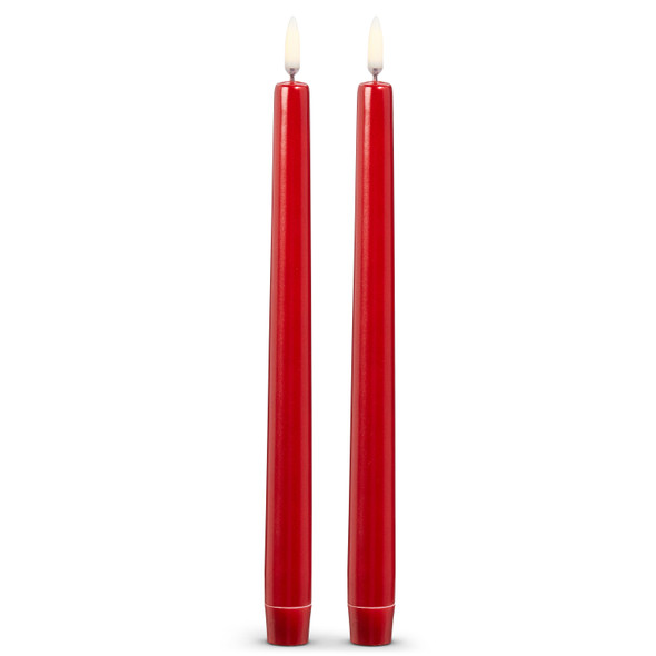 Raz 10" Uyuni Metallic Red Taper Candle Set 4432951 -2