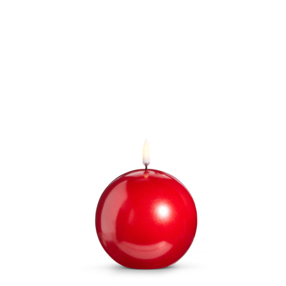 Raz 4" Uyuni Metallic Red Round Christmas Candle 4434528 -2