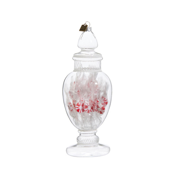 Raz Eric Cortina 8.25" Large Peppermint Candy Jar Glass Christmas 4453127 -2