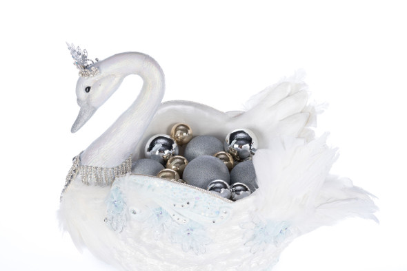 Katherine's Collection 24" Shimmering Swan Bowl Christmas Decoration 28-428298 -2