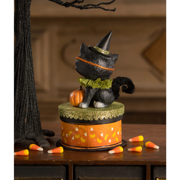 Bethany Lowe 8" Halloween Kitty Binks on Box Vintage Halloween Decoration TL3355 -2