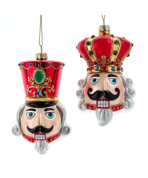 Kurt Adler 4.5" Nutcracker or King Head Glass Christmas Ornament C6422