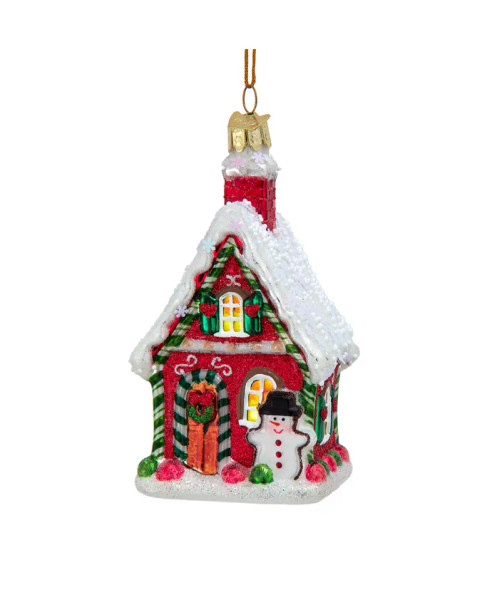 Kurt Adler 4.25" Noble Gems Gingerbread House Glass Christmas Ornament NBX0130