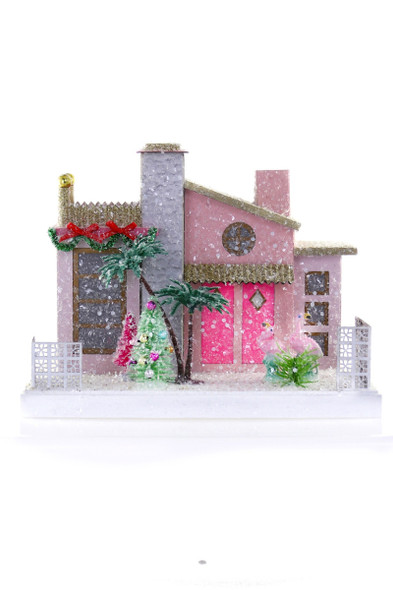 Cody Foster 9" Pink Palm Springs House Vintage Inspired Putz Christmas House HOU-396