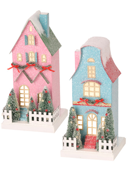 Regency 10.5" LED Lighted Battery Operated Pink or Blue Manor Christmas House MTX73879