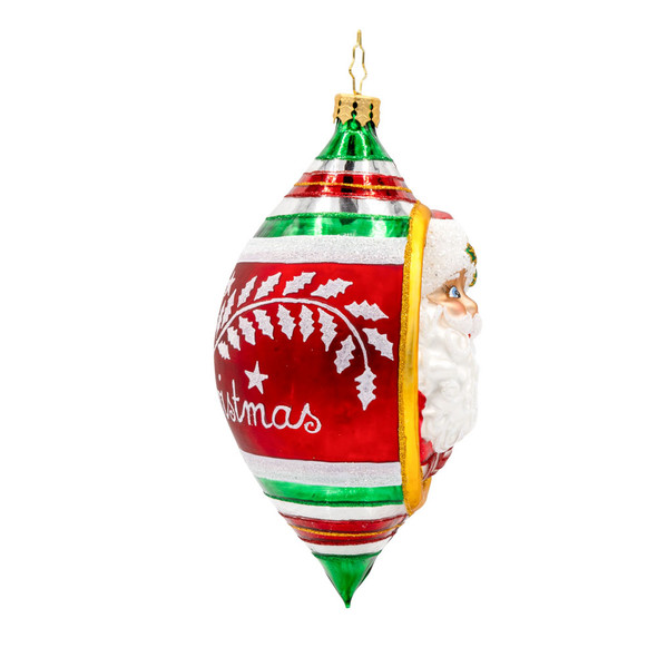 Christopher Radko Slitta Di Babbo Natale Con Mongolfiera – Decorazione Natalizia In Vetro Soffiato A Mano 21,6 Cm