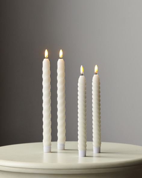 Raz 8.5" or 10.5" Ivory Twist Battery Operated Realistic Flame Taper Candles Raz 8.5" or 10.5" Ivory Twist Battery Operated Realistic Flame Taper Candles
