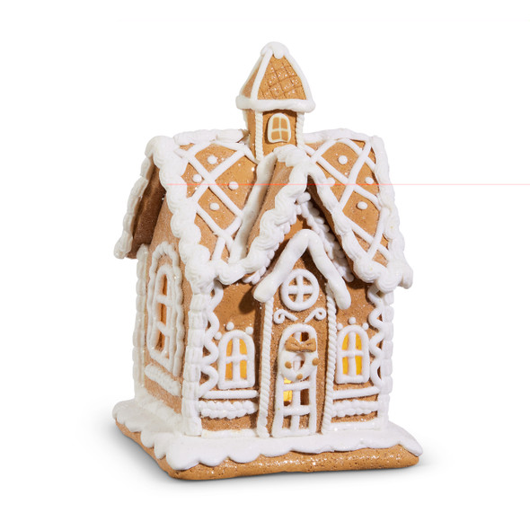 Raz 7.75" White and Brown Lighted Gingerbread House 4416148 Raz 7.75" White and Brown Lighted Gingerbread House 4416148