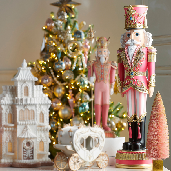 Raz 36" Large Lighted Pink Nutcracker Christmas Figure 4501679 Raz 36" Large Lighted Pink Nutcracker Christmas Figure 4501679
