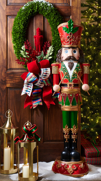 Raz 60" Large Lighted Traditional Nutcracker Christmas Decoration 4501680 Raz 60" Large Lighted Traditional Nutcracker Christmas Decoration 4501680