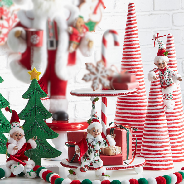 Raz 7" Pajama Party Posable Elf Christmas Figure 4502424 Raz 7" Pajama Party Posable Elf Christmas Figure 4502424