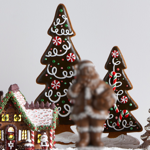 Raz 14" or 19.5" Chocolate Frosted Gingerbread Tree Figures Raz 14" or 19.5" Chocolate Frosted Gingerbread Tree Figures