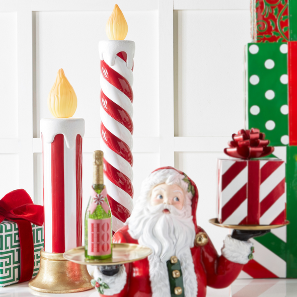 Raz Large Red and White Striped Battery Operated Christmas Candle Decoration Raz Large Red and White Striped Battery Operated Christmas Candle Decoration