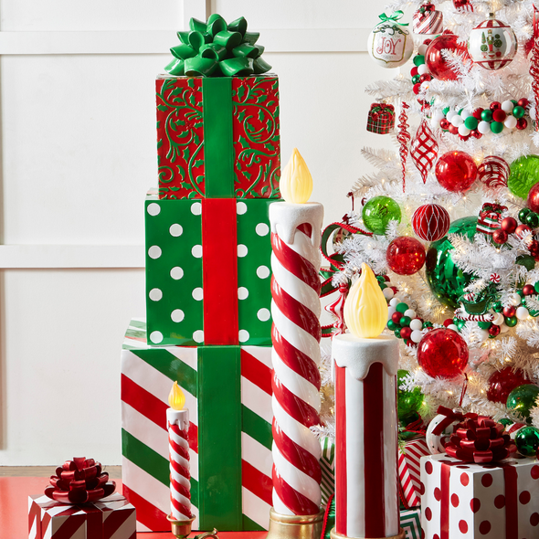 Raz 51" Large Indoor Outdoor Stacked Gifts Christmas Decoration 4510510 Raz 51" Large Indoor Outdoor Stacked Gifts Christmas Decoration 4510510