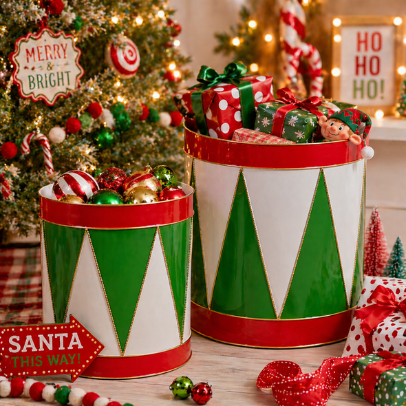 Raz 17" Oversized Nutcracker Drum Bucket Christmas Decoration Set of 2 4511566-2