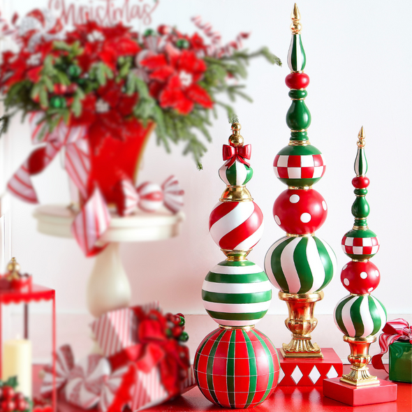 Raz 36" or 52" Large Traditional Red and Green Finial Christmas Decoration Raz 36" or 52" Large Traditional Red and Green Finial Christmas Decoration