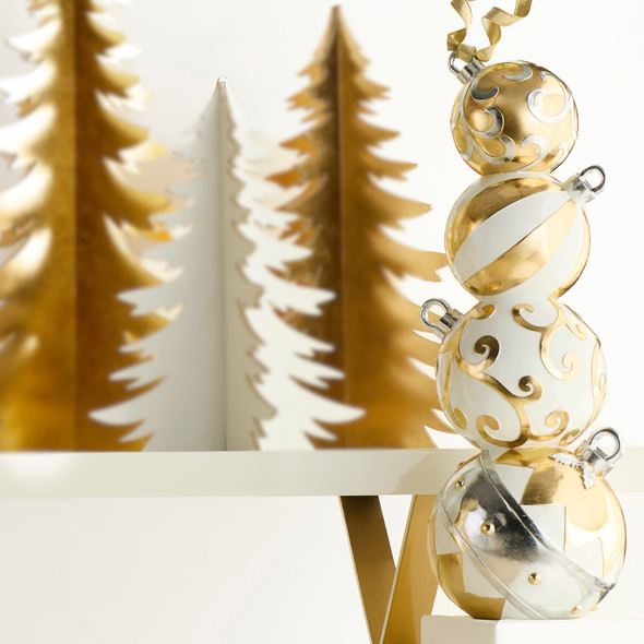 Raz 38" Large White and Gold Stacked Ornaments Figure 4511638 Raz 38" Large White and Gold Stacked Ornaments Figure 4511638