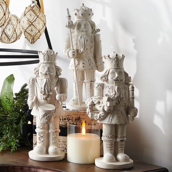 Raz 11.75" Distressed Whitewashed Nutcracker Christmas Figures 4512160 Raz 11.75" Distressed Whitewashed Nutcracker Christmas Figures 4512160