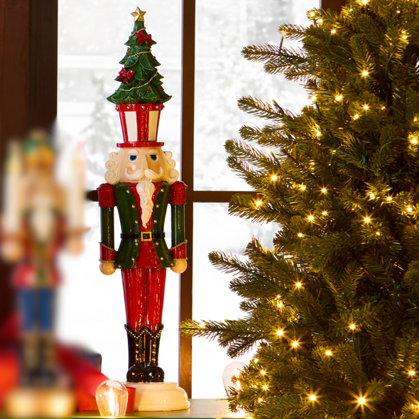 Raz 23.5" Nutcracker with Christmas Tree Hat Figure 4512168 Raz 23.5" Nutcracker with Christmas Tree Hat Figure 4512168