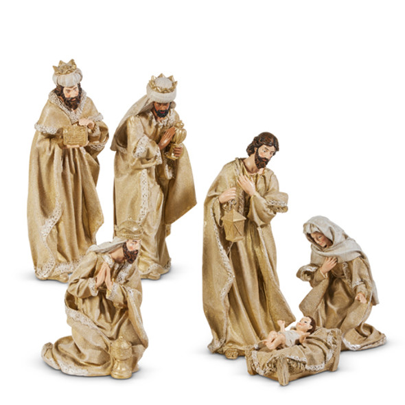 Raz 15.5" Gold Glittered Christmas Nativity Figure Set 4512172 -2 Raz 15.5" Gold Glittered Christmas Nativity Figure Set 4512172 -2