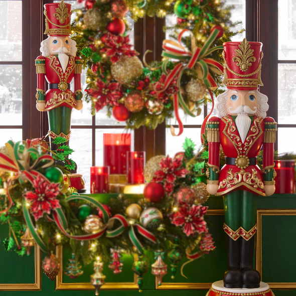 Raz Large 36" or 48" Red and Green Nutcracker Christmas Figure Raz Large 36" or 48" Red and Green Nutcracker Christmas Figure