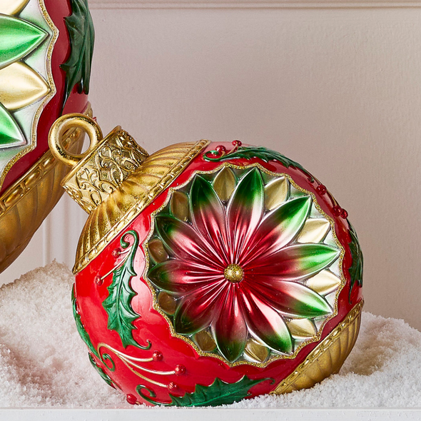 Raz 10" Large Vintage Red & Green Ornament Christmas Decoration 4512299 Raz 10" Large Vintage Red & Green Ornament Christmas Decoration 4512299