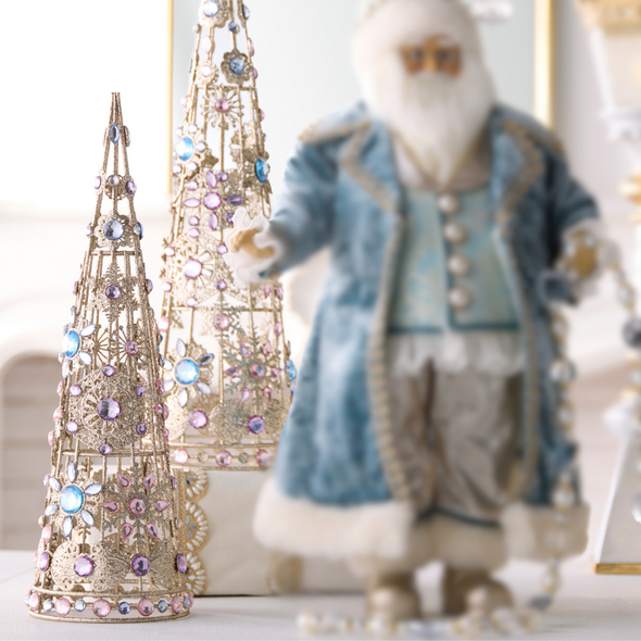 Raz 18" Pastel Mix Brooch Jeweled Cone Christmas Tree Figures 4513509 Raz 18" Pastel Mix Brooch Jeweled Cone Christmas Tree Figures 4513509