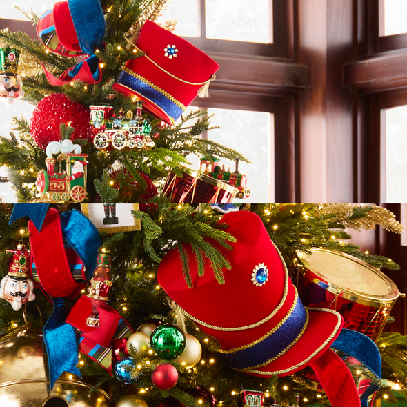 Raz 11.5" or 8.25" Red Nutcracker Hat Christmas Tree Topper Decoration Raz 11.5" or 8.25" Red Nutcracker Hat Christmas Tree Topper Decoration