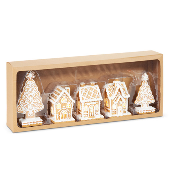 Raz 8.5" Lighted Gingerbread Houses and Trees 4516765