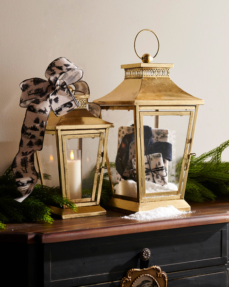 Raz 18" Set of 2 Gold Lanterns Christmas Decoration 4517015-3 Raz 18" Set of 2 Gold Lanterns Christmas Decoration 4517015-3