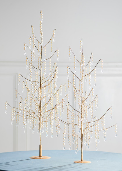 Raz 29.5" Dripping Pearl Trees Christmas Decorations Set of 2 4517612 Raz 29.5" Dripping Pearl Trees Christmas Decorations Set of 2 4517612
