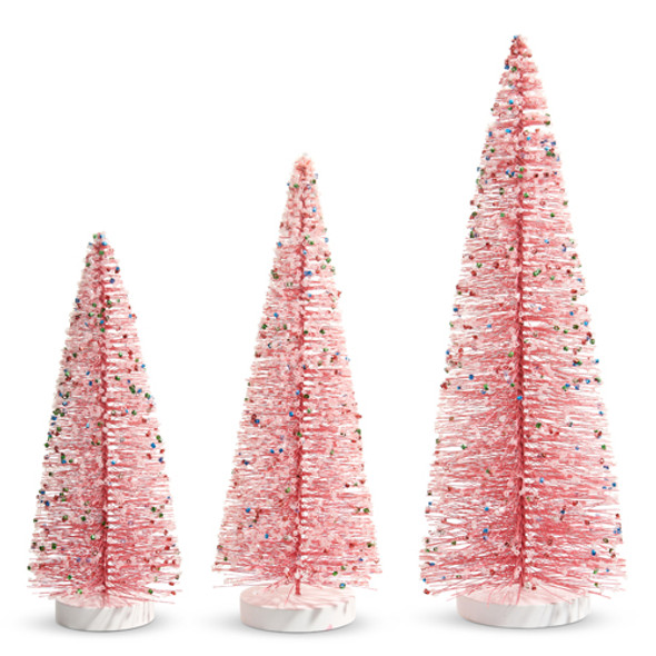 Raz 15" Set of 3 Pink Bottle Brush Trees with Sprinkles Christmas Decoration 4519139 -2 Raz 15" Set of 3 Pink Bottle Brush Trees with Sprinkles Christmas Decoration 4519139 -2