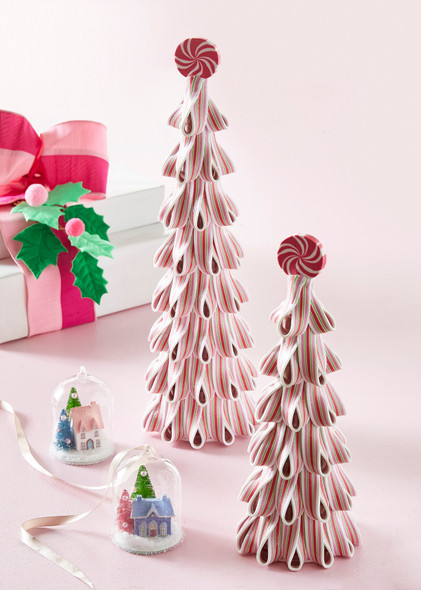 Raz 18" Pink Candy Ribbon Trees Christmas Decoration 4519155 Raz 18" Pink Candy Ribbon Trees Christmas Decoration 4519155