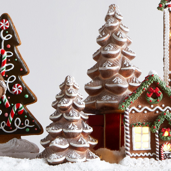Raz 10.5" Glass Gingerbread Christmas Tree Figures 4520870 Raz 10.5" Glass Gingerbread Christmas Tree Figures 4520870