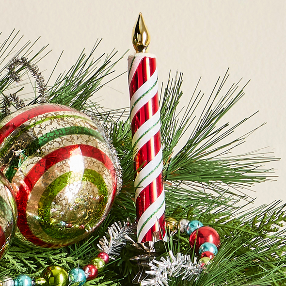 Raz Red and White Clip On Candle Glass Christmas Ornaments Box of 4 4520883 Raz Red and White Clip On Candle Glass Christmas Ornaments Box of 4 4520883
