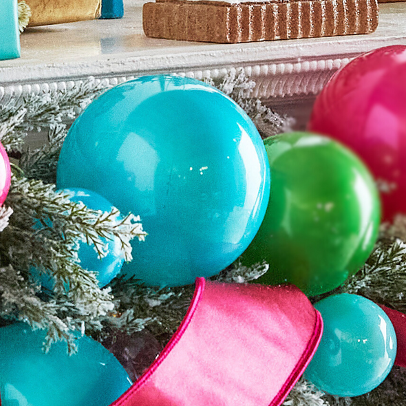 Raz 4" or 5" Blue Opaque Blown Glass Ball Christmas Ornament