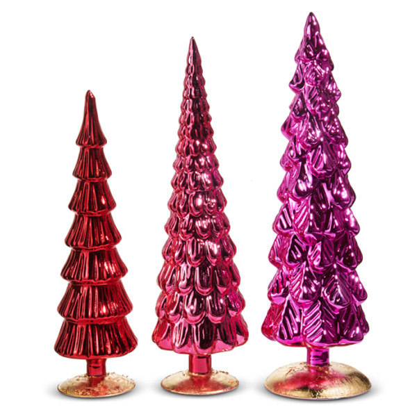 Raz 18" Pink Tone Glass Christmas Trees Decoration 4523176 -2 Raz 18" Pink Tone Glass Christmas Trees Decoration 4523176 -2