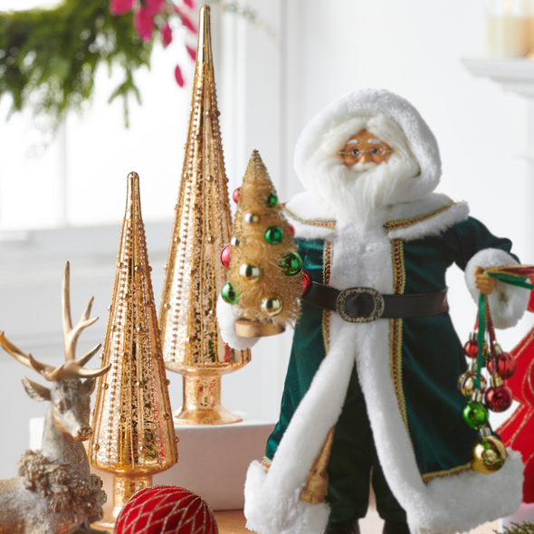 Raz 18" Set of 2 Gold Beaded Trees Christmas Decoration 4524510 Raz 18" Set of 2 Gold Beaded Trees Christmas Decoration 4524510