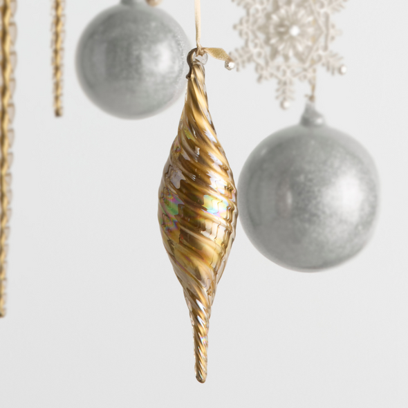 Raz 9.75" Large Gold Finial Glass Christmas Ornament 4524635 Raz 9.75" Large Gold Finial Glass Christmas Ornament 4524635