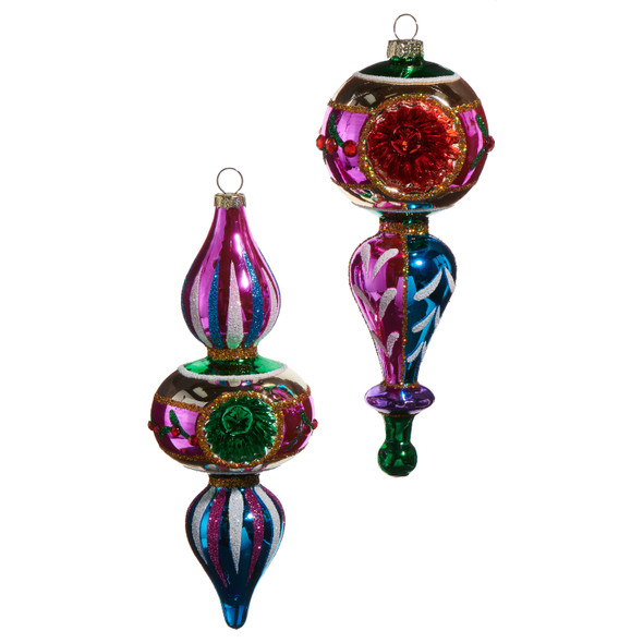 Raz 7.5" Multicolor Witch Eye Glass Finial Christmas Ornament 4524895
