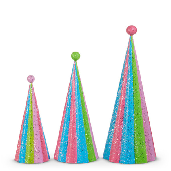 Raz 20" Brightly Colored Striped Cone Tree Christmas Decoration 4525992 -2 Raz 20" Brightly Colored Striped Cone Tree Christmas Decoration 4525992 -2