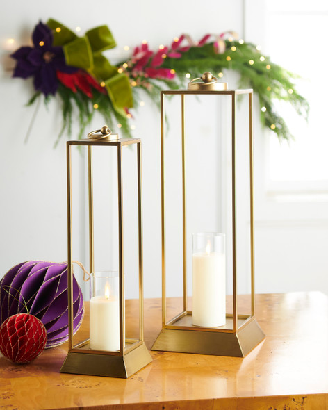 Raz 24" Set of 2 Gold Lantern Candle Holder Christmas Lantern 4528055 Raz 24" Set of 2 Gold Lantern Candle Holder Christmas Lantern 4528055