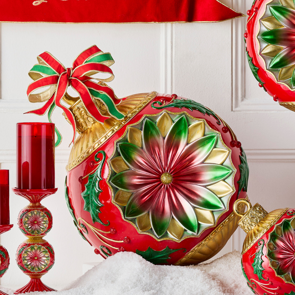 Raz 18" Large Vintage Red and Green Ornament Decoration 4530518 Raz 18" Large Vintage Red and Green Ornament Decoration 4530518