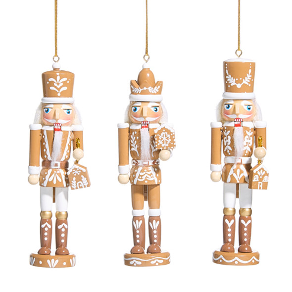 Raz 6" Set of 3 Gingerbread Nutcracker Christmas Ornament 4533313 Raz 6" Set of 3 Gingerbread Nutcracker Christmas Ornament 4533313