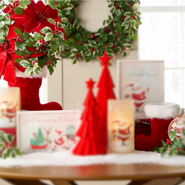 Raz 7.5" or 10.5" Red Flocked Santa Boot Christmas Decoration -2 Raz 7.5" or 10.5" Red Flocked Santa Boot Christmas Decoration -2