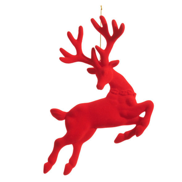 Raz 17.5" Red Flocked Leaping Deer Christmas Ornament 4540881 -2 Raz 17.5" Red Flocked Leaping Deer Christmas Ornament 4540881 -2