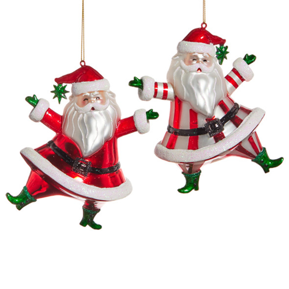 Raz 5" Dancing Santa Vintage Inspired Glass Christmas Ornament 4552869 Raz 5" Dancing Santa Vintage Inspired Glass Christmas Ornament 4552869