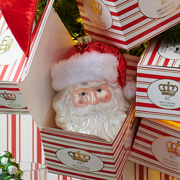 Raz Eric Cortina 7" Large Father Christmas Santa Glass Ornament 4553099 Raz Eric Cortina 7" Large Father Christmas Santa Glass Ornament 4553099
