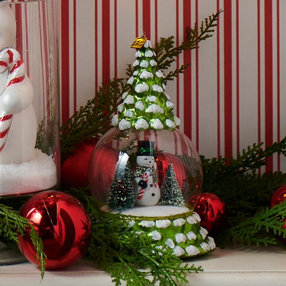 Raz Eric Cortina 7.25" Snowman in the Forest Glass Cloche Christmas Ornament 4553108 Raz Eric Cortina 7.25" Snowman in the Forest Glass Cloche Christmas Ornament 4553108